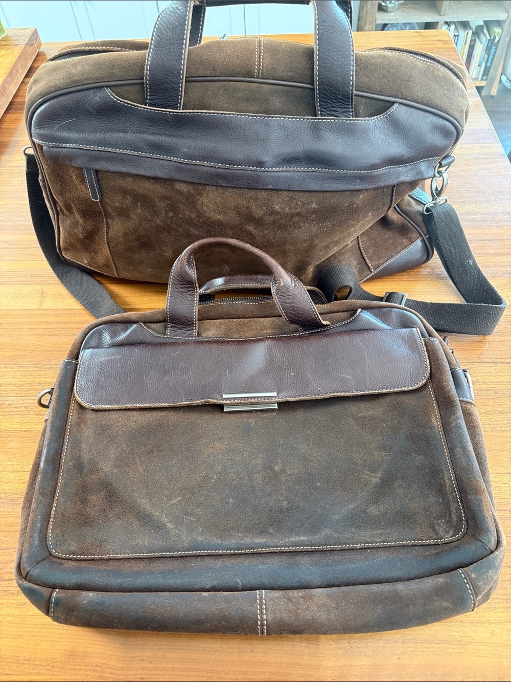 Vintage Pelle Studios Wilson leather weekend and brief case travel set